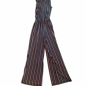 Lauren Ralph Lauren Black and White Striped Jumpsuit